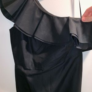 NWT One shoulder black cocktail dress- silk like